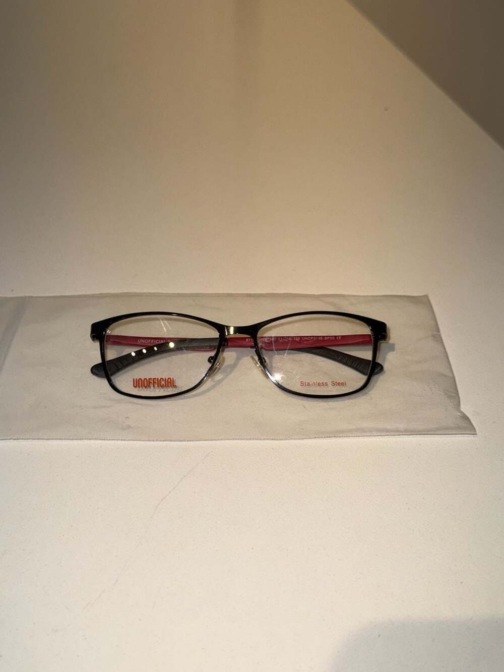 Unofficial UNOF0145 BP00 Black Red Oval Eyeglasses Frames